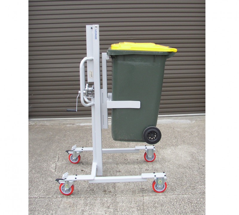 Wheelie Bin Lift Trolley, Manual Lift and Manual Push Spacepac Industries