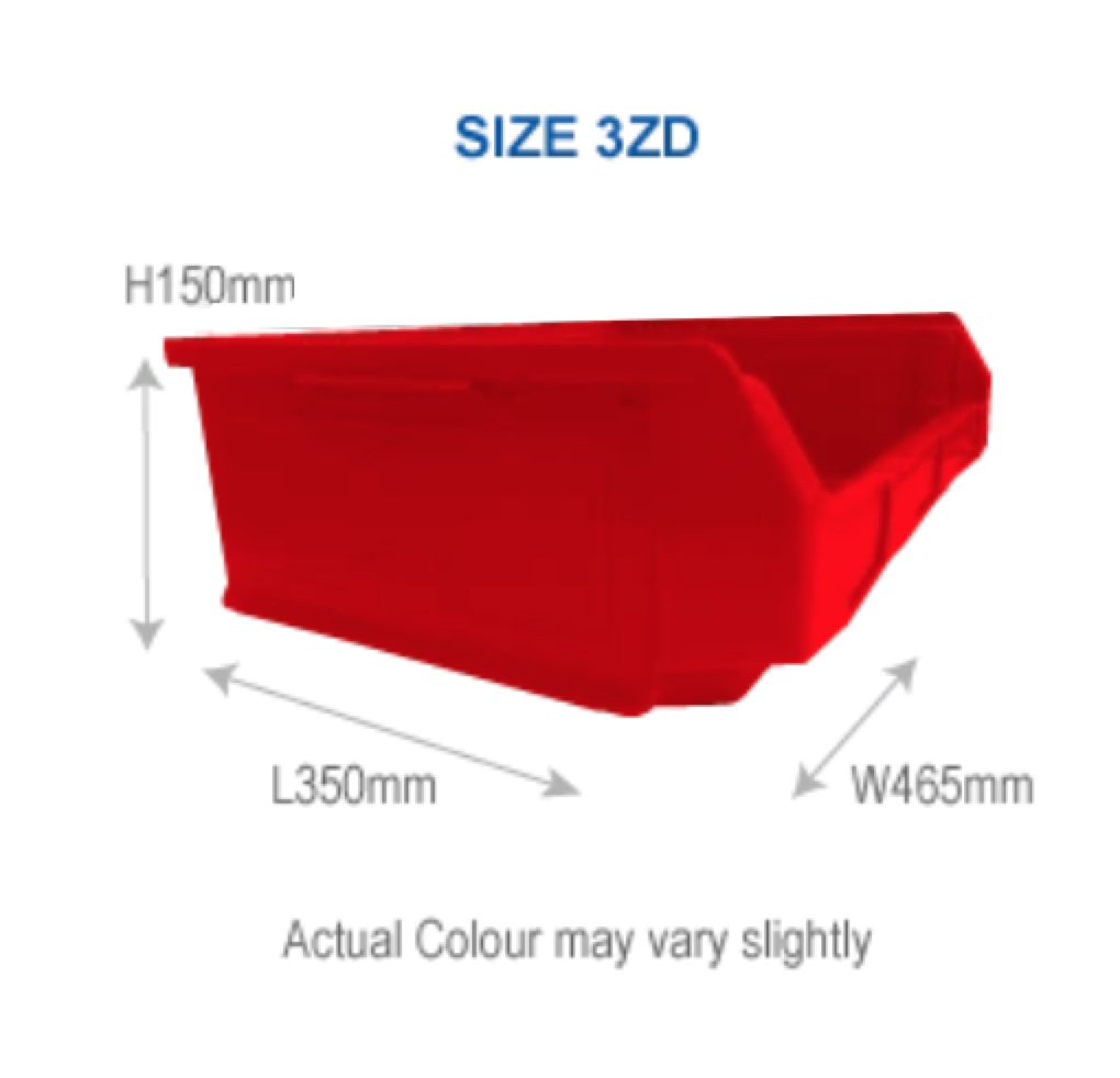 Size 3ZD Semi Open Front Storage Plastic Bin - Image 2