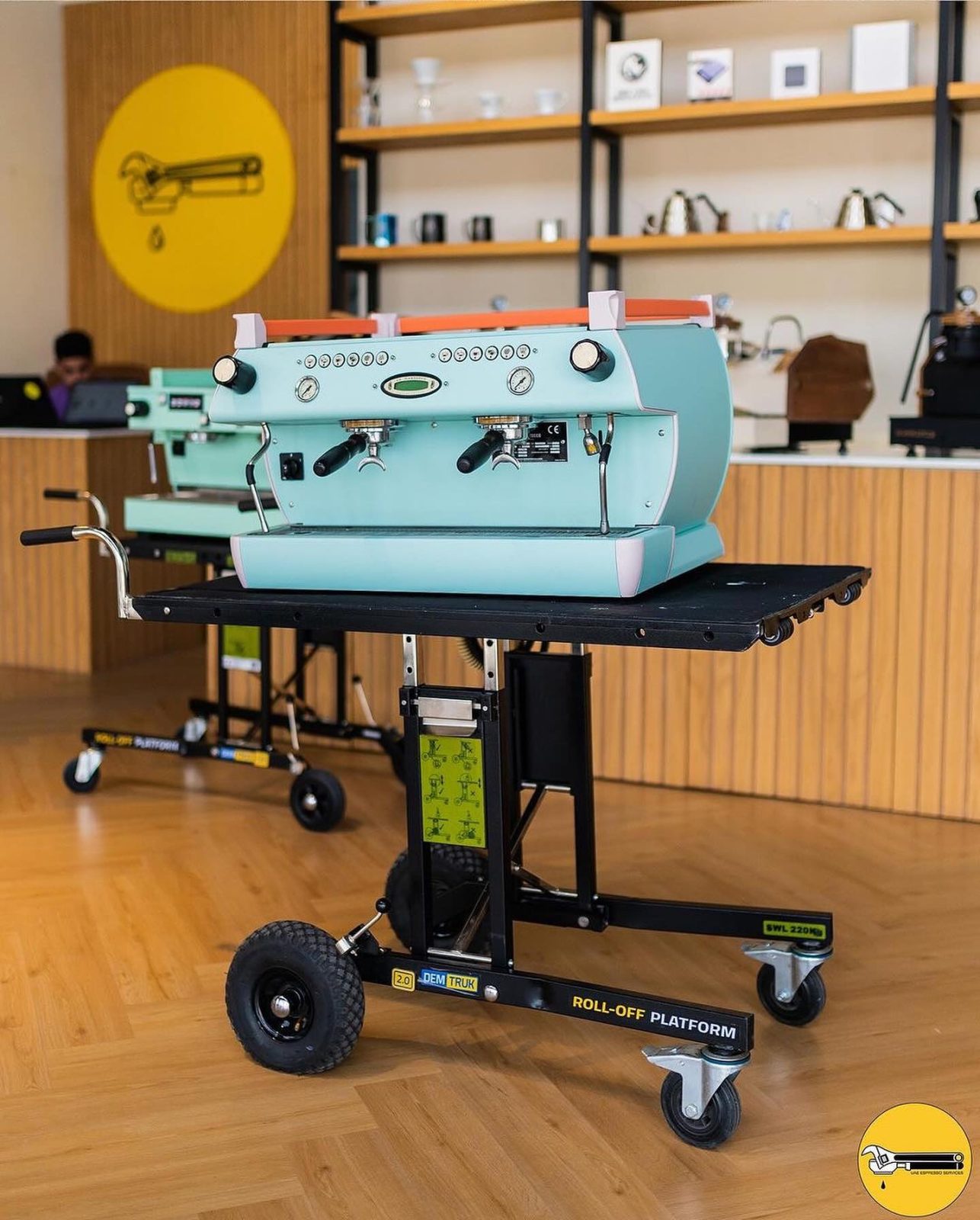 Demtruk Folding Cart transporting coffee equipment safely and efficiently