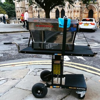 Demtruk Folding Cart folded for compact storage