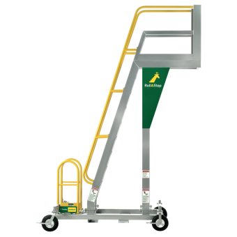 C Series Mobile Work Platform Ladder being moved across an industrial floor
