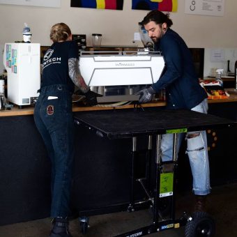 Demtruk Folding Cart 2.0 roll off platform for loading heavy equipment