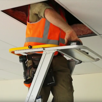 Omni Platform Ladders with all-terrain wheel mobility system
