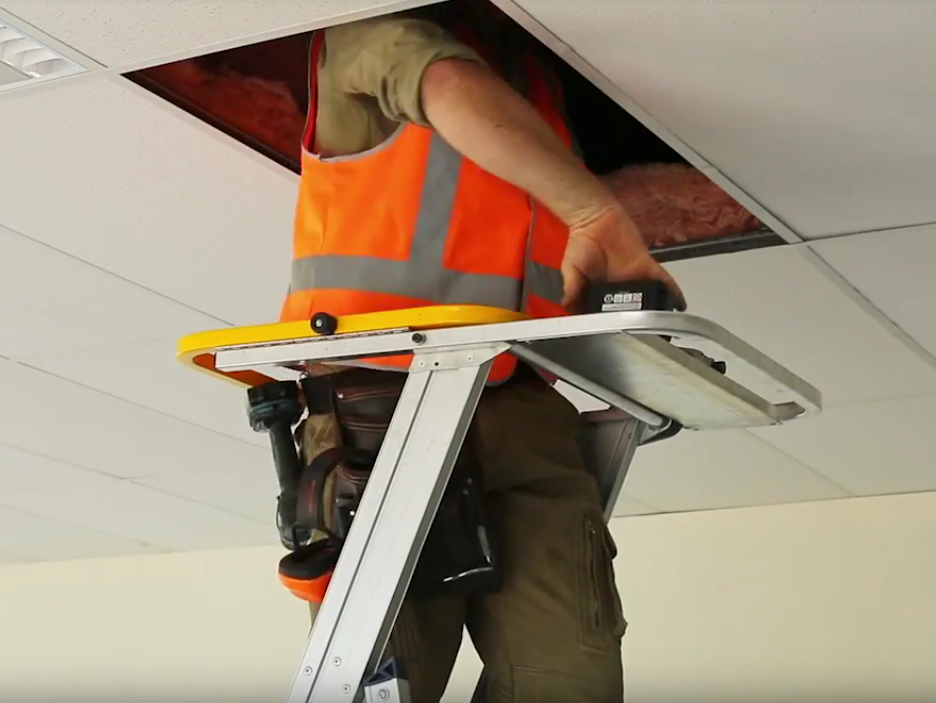 Omni Platform Ladders with all-terrain wheel mobility system