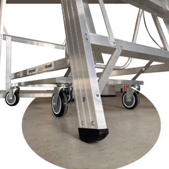 StockMaster Navigator platform ladder for elevated shelf access