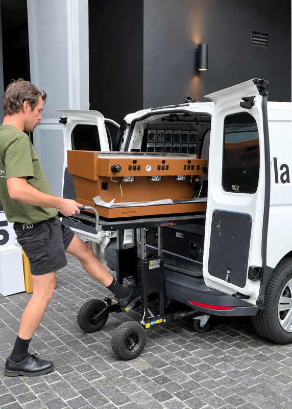 Mobile Equipment Handling with an adjustable-height platform cart