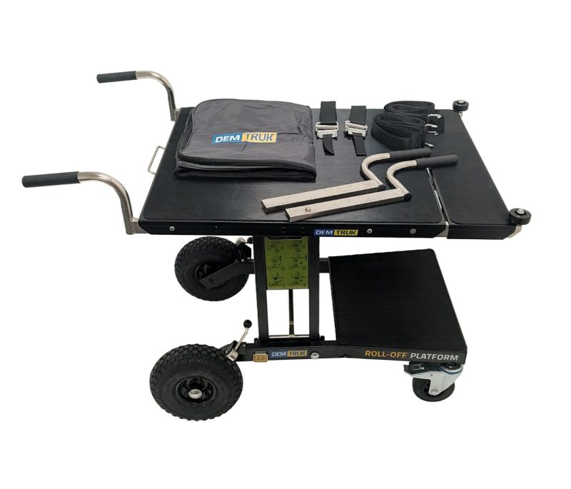 Mobile Equipment Handling with a folding cart and secure load straps